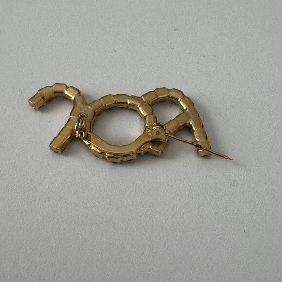 Christmas Pin Brooch Joy Rhinestone Vintage Red Green Holidays Festive Jewelry - Picture 7 of 10